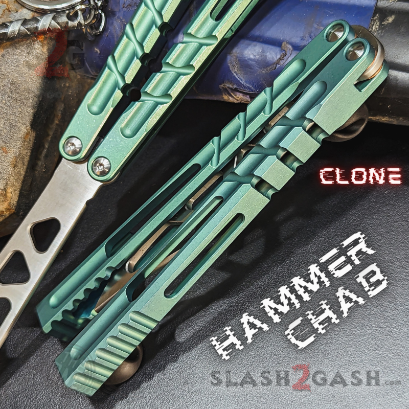 TheONE Channel Butterfly Knife TITANIUM Balisong (clone) - Hammer CHAB Knife-Balisong - Tophatter Daily Deals