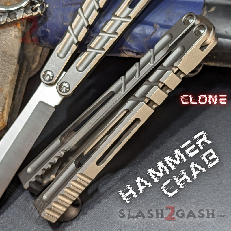 TheONE Channel Butterfly Knife TITANIUM Balisong (clone) - Hammer CHAB Knife-Balisong - Tophatter Daily Deals
