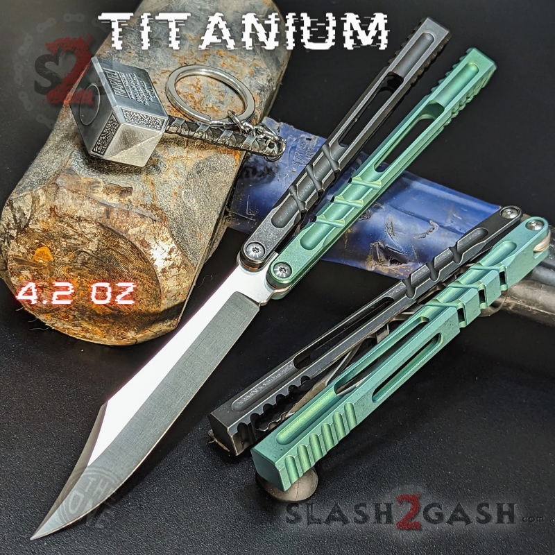 TheONE Channel Butterfly Knife TITANIUM Balisong (clone) - Hammer CHAB Multi (Black Green) - Sharp Knife-Balisong - Tophatter Daily Deals
