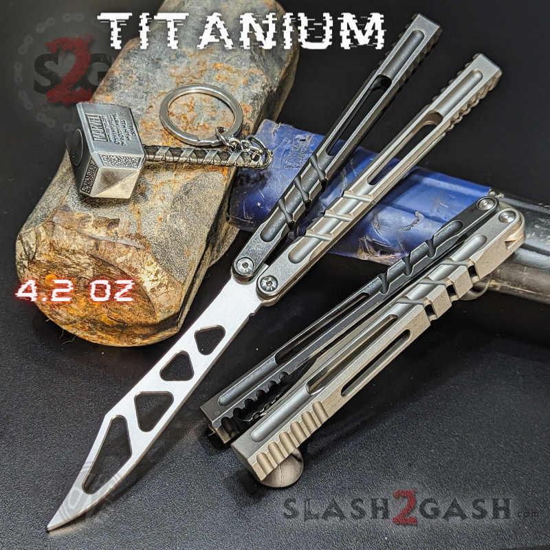 TheONE Channel Butterfly Knife TITANIUM Balisong (clone) - Hammer CHAB Multi (Black Grey) - Trainer Knife-Balisong - Tophatter Daily Deals