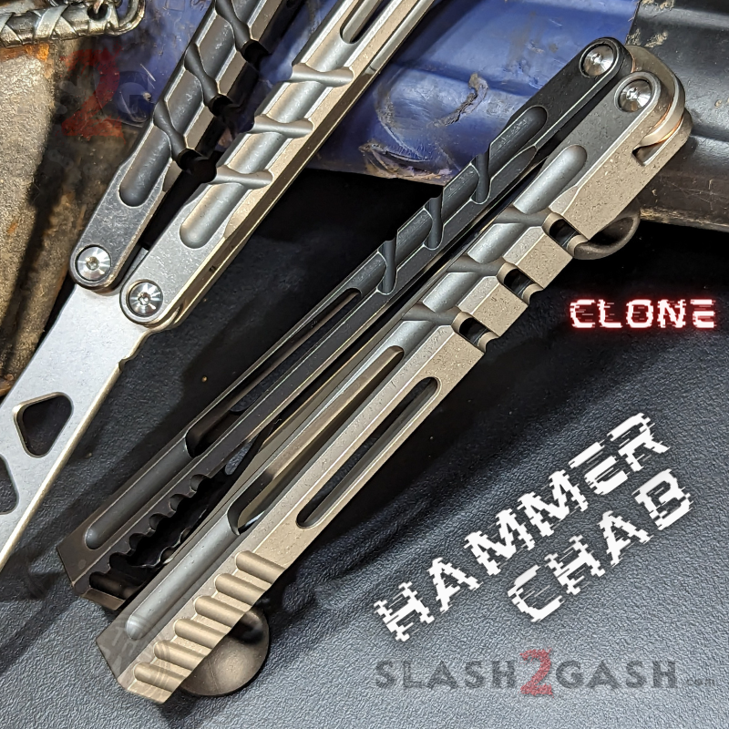 TheONE Channel Butterfly Knife TITANIUM Balisong (clone) - Hammer CHAB Knife-Balisong - Tophatter Daily Deals