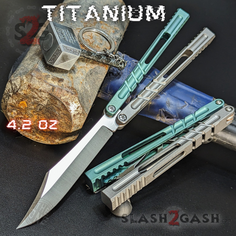 TheONE Channel Butterfly Knife TITANIUM Balisong (clone) - Hammer CHAB Multi (Green Grey) - Sharp Knife-Balisong - Tophatter Daily Deals