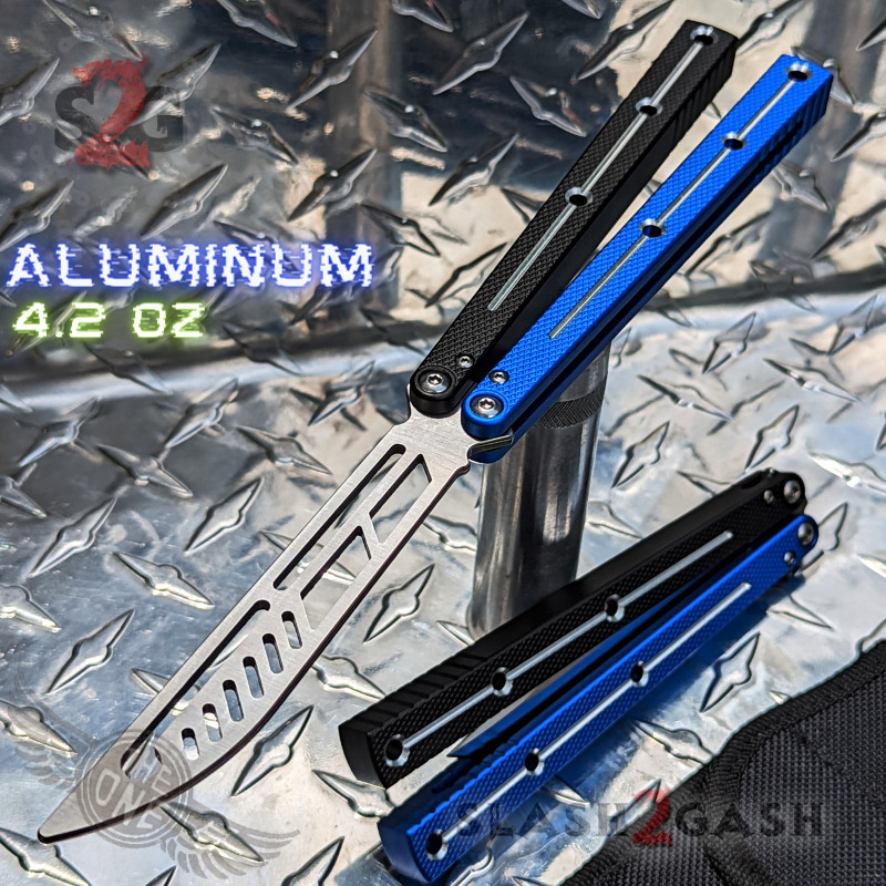 TheONE Channel Balisong KRAKEN Butterfly Knife w/ Zen Pins - (clone) Black Blue Multi - Trainer Knife-Balisong - Tophatter Daily Deals