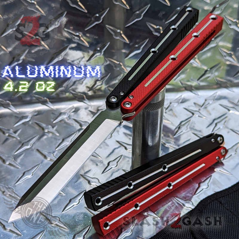 TheONE Channel Balisong KRAKEN Butterfly Knife w/ Zen Pins - (clone) Black Red Multi - Tanto Knife-Balisong - Tophatter Daily Deals
