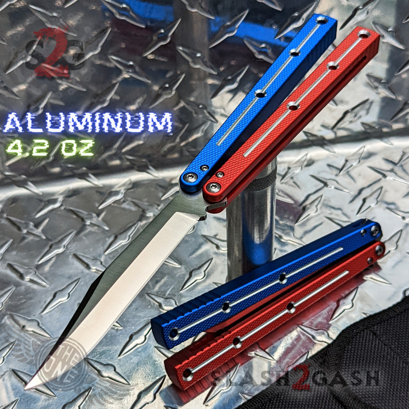 TheONE Channel Balisong KRAKEN Butterfly Knife w/ Zen Pins - (clone) Blue Red Multi - Bowie Knife-Balisong - Tophatter Daily Deals