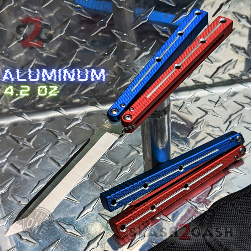 TheONE Channel Balisong KRAKEN Butterfly Knife w/ Zen Pins - (clone) Blue Red Multi - Tanto Knife-Balisong - Tophatter Daily Deals