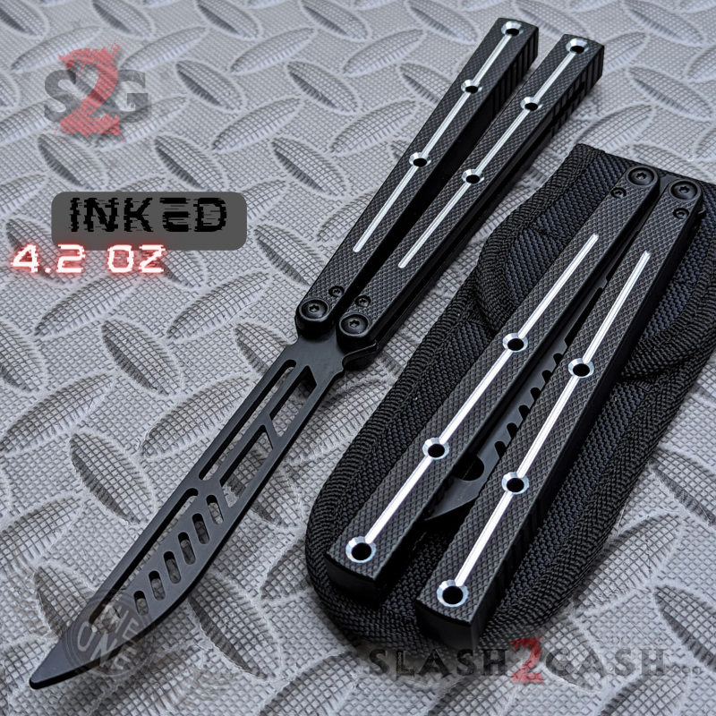 TheONE Channel Balisong KRAKEN clone w/ Black Hardware - Trainer INKED Black w Black Trainer (dull) Knife-Balisong - Tophatter Daily Deals