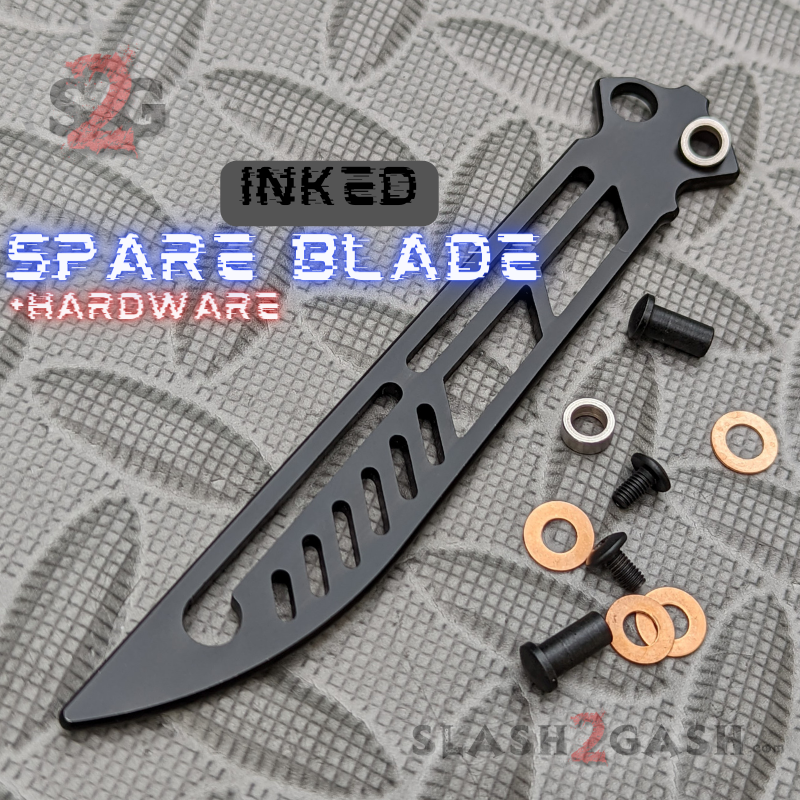 TheONE Channel Balisong KRAKEN Butterfly Knife w/ Zen Pins - (clone) Spare Training Blade ONLY (Black) + Additional Hardware Knife-Balisong - Tophatter Daily Deals