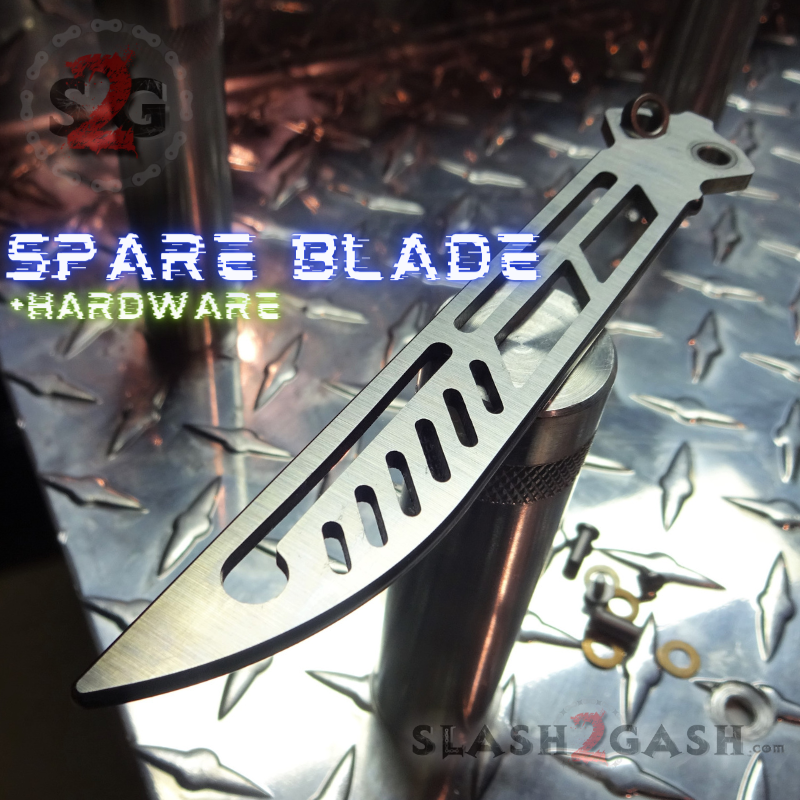 Spare Training Blade for TheONE KRAKEN clone Balisong + Hardware Spare Training Blade (Satin) + Additional Hardware Knife-Balisong - Tophatter Daily Deals