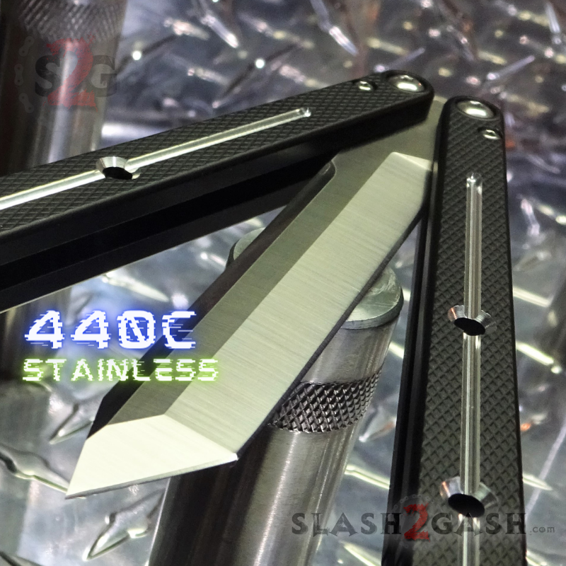 TheONE Channel Balisong KRAKEN Butterfly Knife w/ Zen Pins - (clone) Black w Tanto (sharp) Knife-Balisong - Tophatter Daily Deals