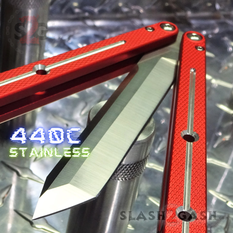 TheONE Channel Balisong KRAKEN Butterfly Knife w/ Zen Pins - (clone) Red w Tanto (sharp) Knife-Balisong - Tophatter Daily Deals