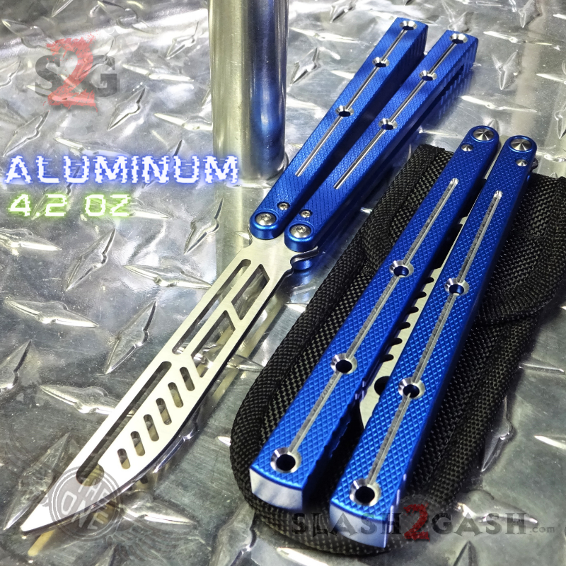 TheONE Kraken (clone) Balisong Butterfly Knife w/ Zen Pins - Blue Blue w Trainer (dull) Knife-Balisong - Tophatter Daily Deals