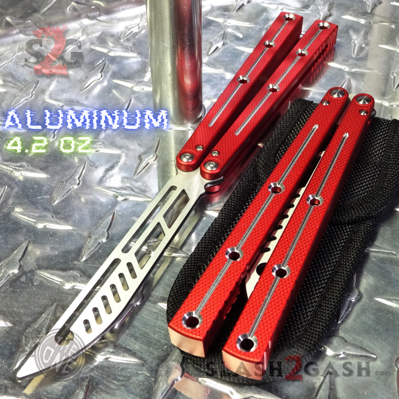 TheONE Channel Balisong KRAKEN Butterfly Knife w/ Zen Pins - (clone) Red w Trainer (dull) Knife-Balisong - Tophatter Daily Deals