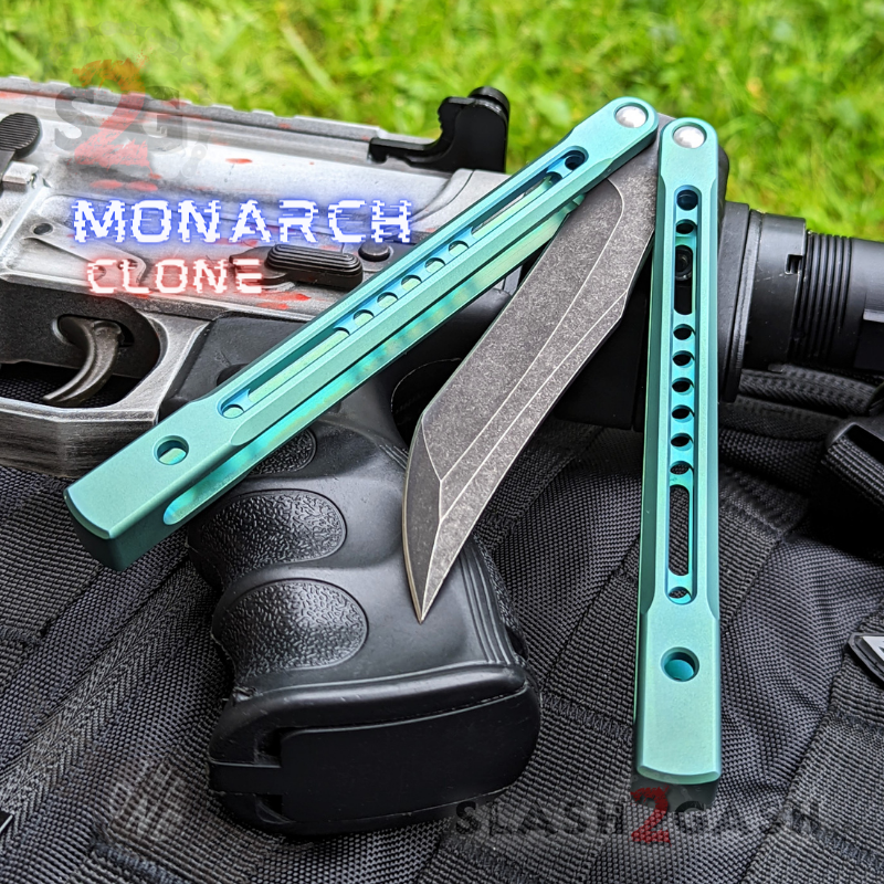 TheONE Channel Balisong TITANIUM Butterfly Knife D2 Monarch - V2 (clone) Knife-Balisong - Tophatter Daily Deals