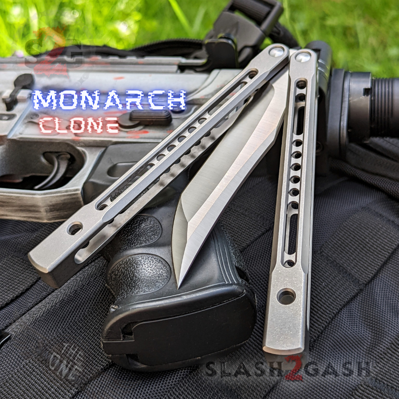 TheONE Channel Balisong TITANIUM Butterfly Knife D2 Monarch - V2 (clone) Knife-Balisong - Tophatter Daily Deals