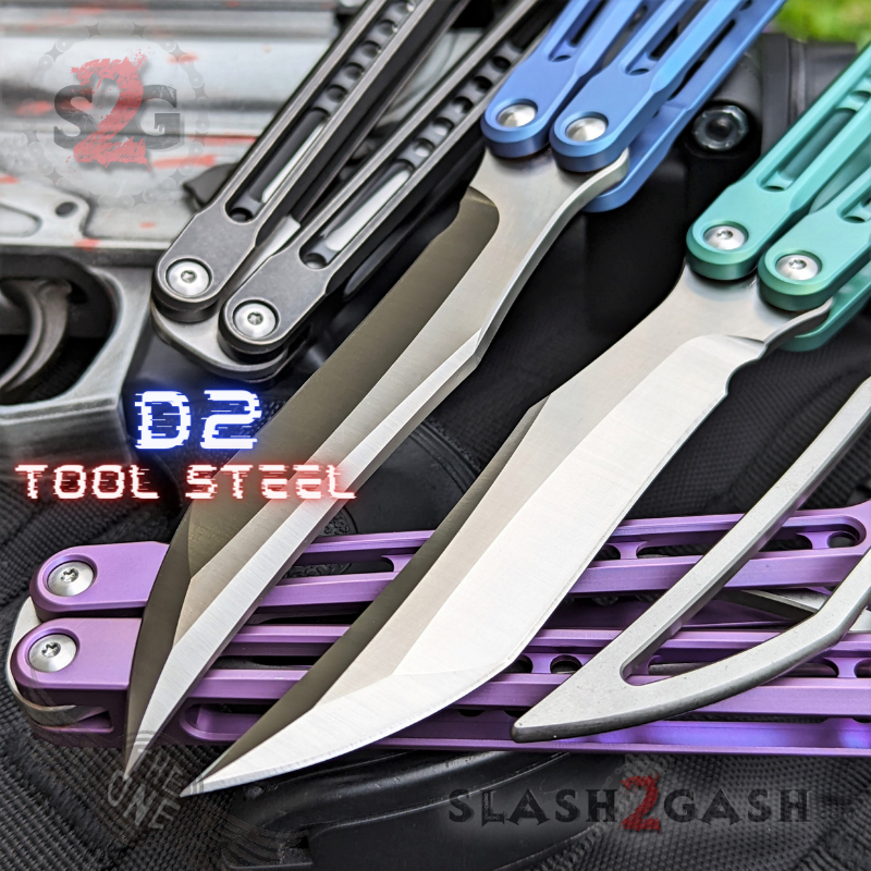 TheONE Channel Balisong TITANIUM Butterfly Knife D2 Monarch - V2 (clone) Knife-Balisong - Tophatter Daily Deals