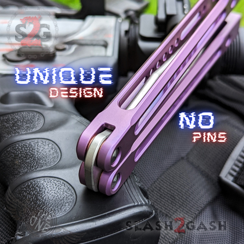 TheONE Channel Balisong TITANIUM Butterfly Knife D2 Monarch - V2 (clone) Knife-Balisong - Tophatter Daily Deals
