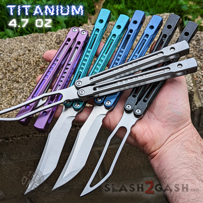 TheONE Channel Balisong TITANIUM Butterfly Knife D2 Monarch - V2 (clone) Knife-Balisong - Tophatter Daily Deals