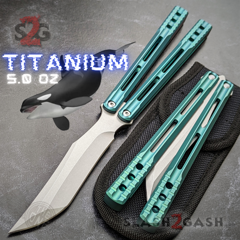 TheONE Channel Balisong TITANIUM Butterfly Knife D2 Orca - (clone) Knife-Balisong - Tophatter Daily Deals
