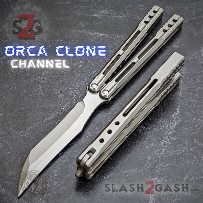 TheONE Channel Balisong TITANIUM Butterfly Knife D2 Orca - (clone) Knife-Balisong - Tophatter Daily Deals