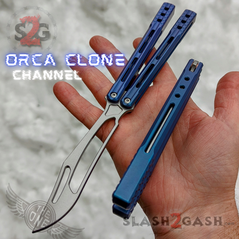TheONE Channel Balisong TITANIUM Butterfly Knife D2 Orca - (clone) Knife-Balisong - Tophatter Daily Deals