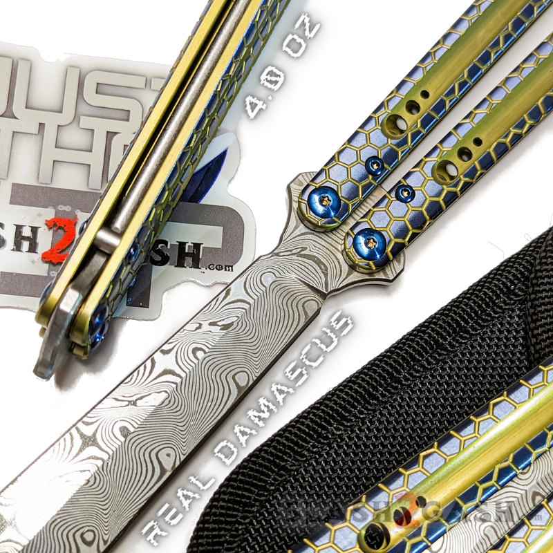 TheONE Python Clone Butterfly Knife TITANIUM Balisong - Damascus Knife-Balisong - Tophatter Daily Deals