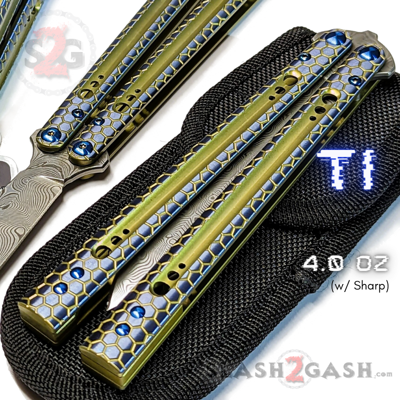TheONE Python Clone Butterfly Knife TITANIUM Balisong - Damascus Knife-Balisong - Tophatter Daily Deals