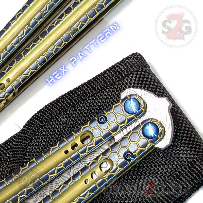 TheONE Python Clone Butterfly Knife TITANIUM Balisong - Damascus Knife-Balisong - Tophatter Daily Deals