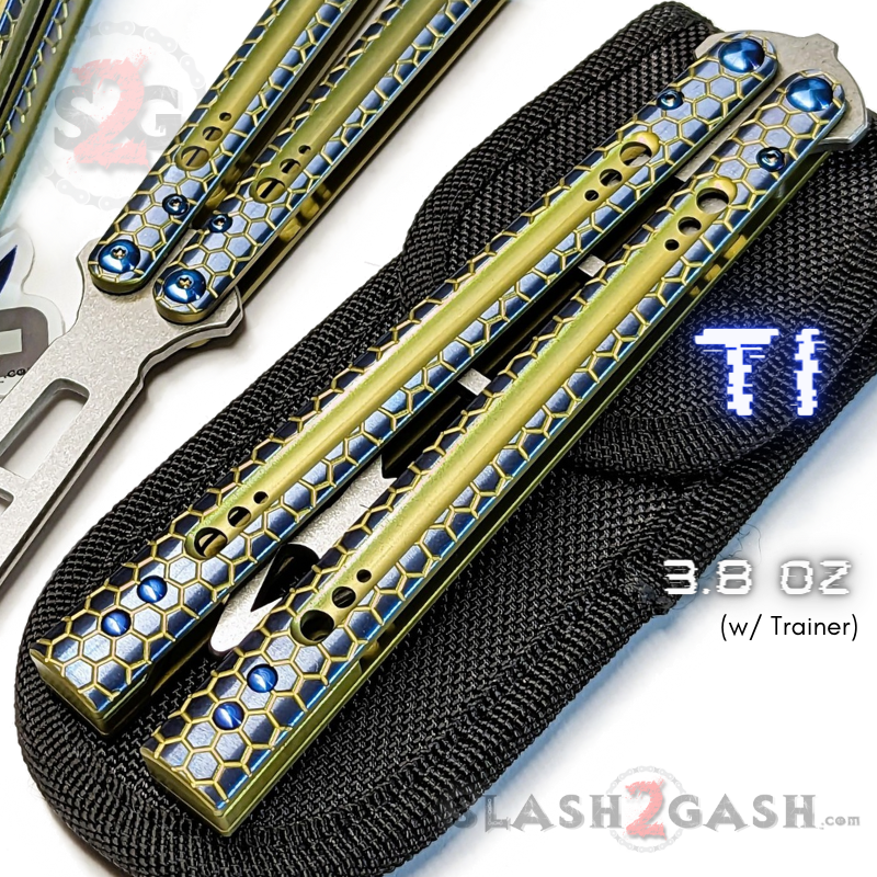 TheONE Python Clone Butterfly Knife TITANIUM Balisong - Damascus Knife-Balisong - Tophatter Daily Deals