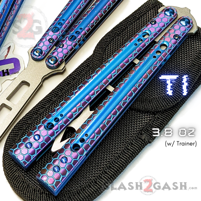TheONE Python Clone Butterfly Knife TITANIUM Balisong - Damascus Knife-Balisong - Tophatter Daily Deals