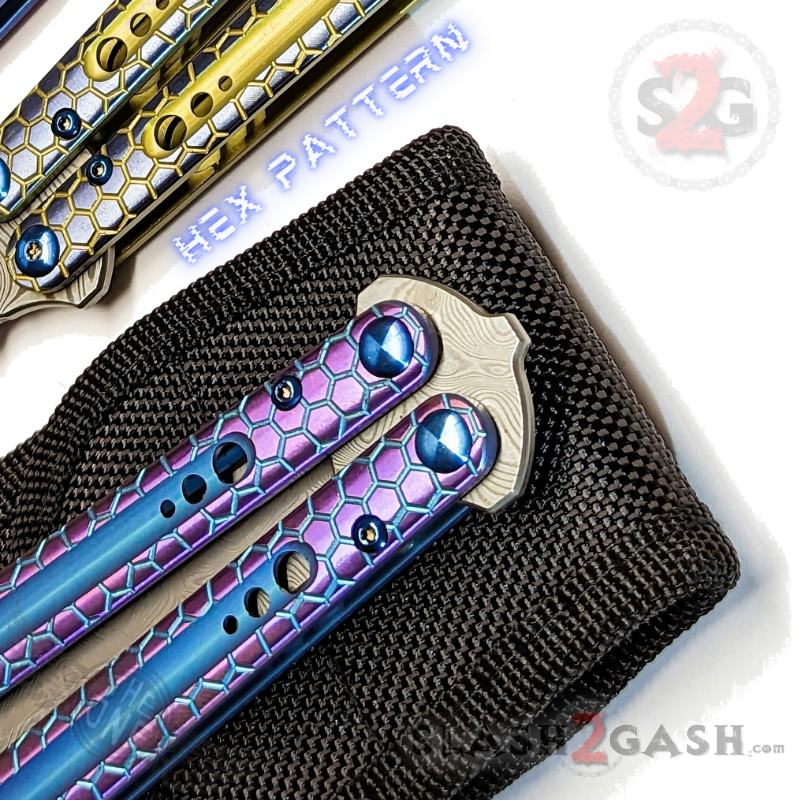 TheONE Python Clone Butterfly Knife TITANIUM Balisong - Damascus Knife-Balisong - Tophatter Daily Deals