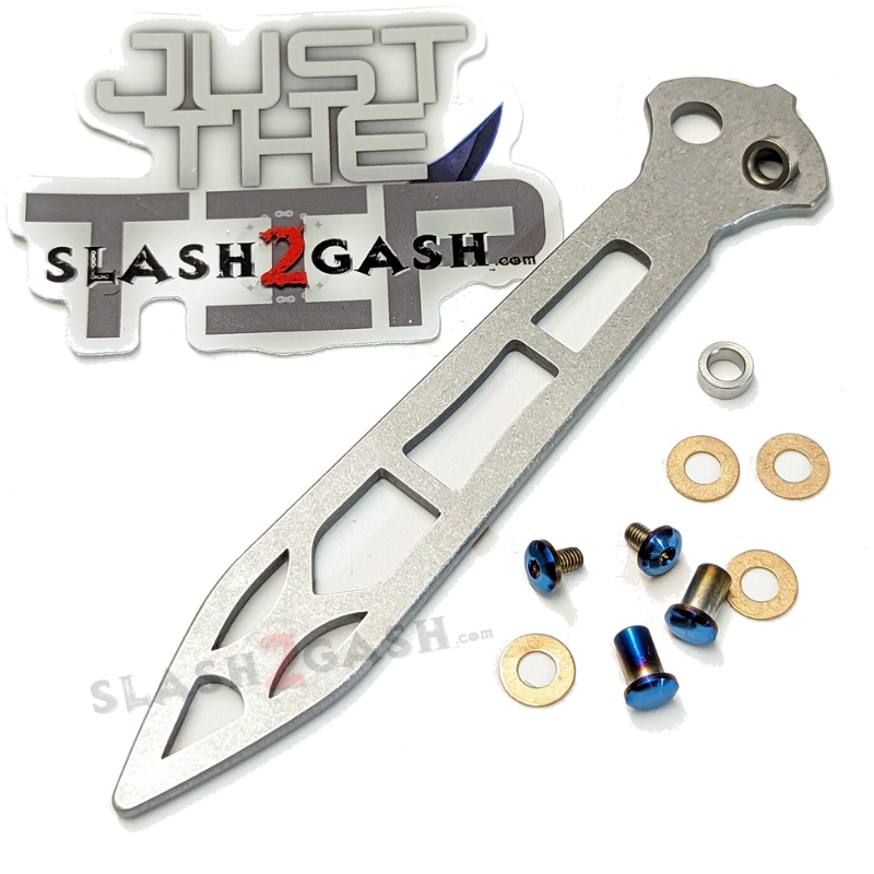 TheONE Python Clone Butterfly Knife TITANIUM Balisong - Damascus Spare Trainer Blade ONLY + Hardware Knife-Balisong - Tophatter Daily Deals