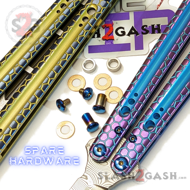 TheONE Python Clone Butterfly Knife TITANIUM Balisong - Damascus Knife-Balisong - Tophatter Daily Deals