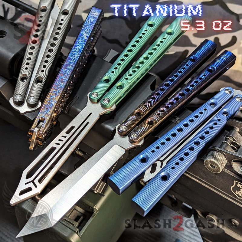 TheONE Squiggle REP Butterfly Knife TITANIUM Balisong (clone) - Channel Knife-Balisong - Tophatter Daily Deals