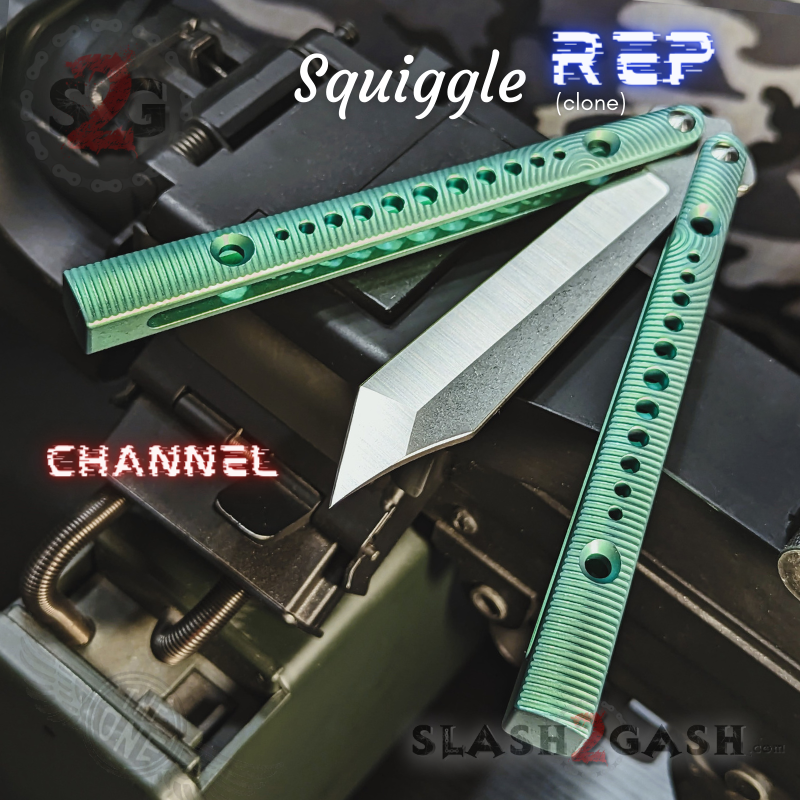 TheONE Squiggle REP Butterfly Knife TITANIUM Balisong (clone) - Channel Knife-Balisong - Tophatter Daily Deals