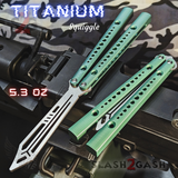 TheONE Squiggle REP Butterfly Knife TITANIUM Balisong (clone) - Channel Green - Trainer Knife-Balisong - Tophatter Daily Deals