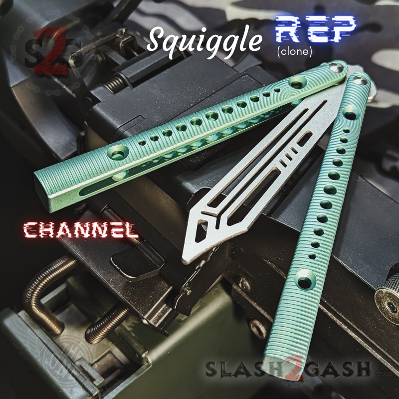 TheONE Squiggle REP Butterfly Knife TITANIUM Balisong (clone) - Channel Knife-Balisong - Tophatter Daily Deals