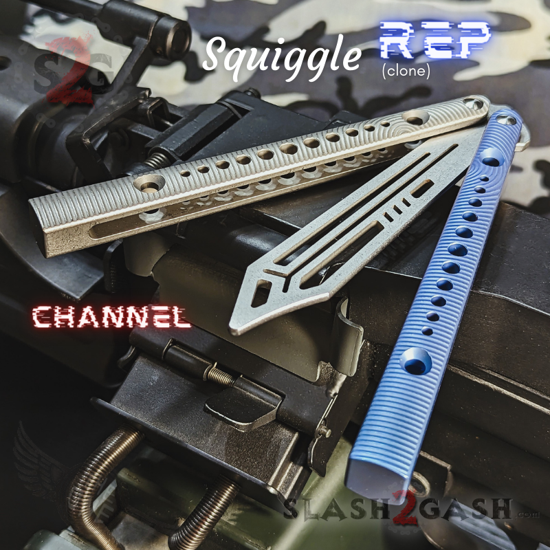 TheONE Squiggle REP Butterfly Knife TITANIUM Balisong (clone) - Channel Knife-Balisong - Tophatter Daily Deals