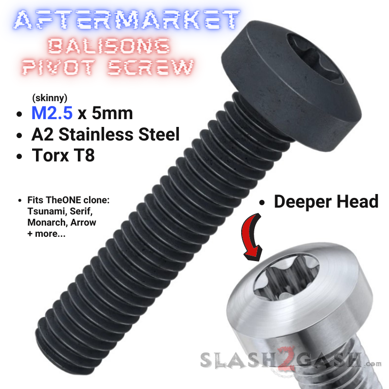 Balisong Pivot Screw (A2) Stainless Steel w/ DEEPER HEAD - M2.5 x 5mm T8 Knife-Accessory - Tophatter Daily Deals