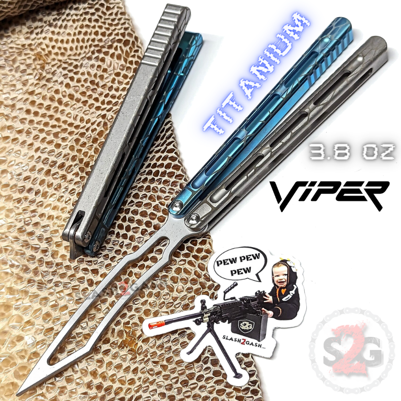TheONE Viper Clone TITANIUM Balisong Butterfly Knife - Channel Multi (Green Grey) - Trainer Knife-Balisong - Tophatter Daily Deals