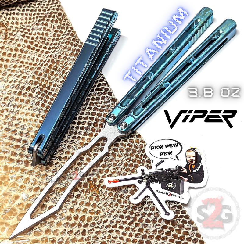 TheONE Viper Clone TITANIUM Balisong Butterfly Knife - Channel Green - Trainer Knife-Balisong - Tophatter Daily Deals