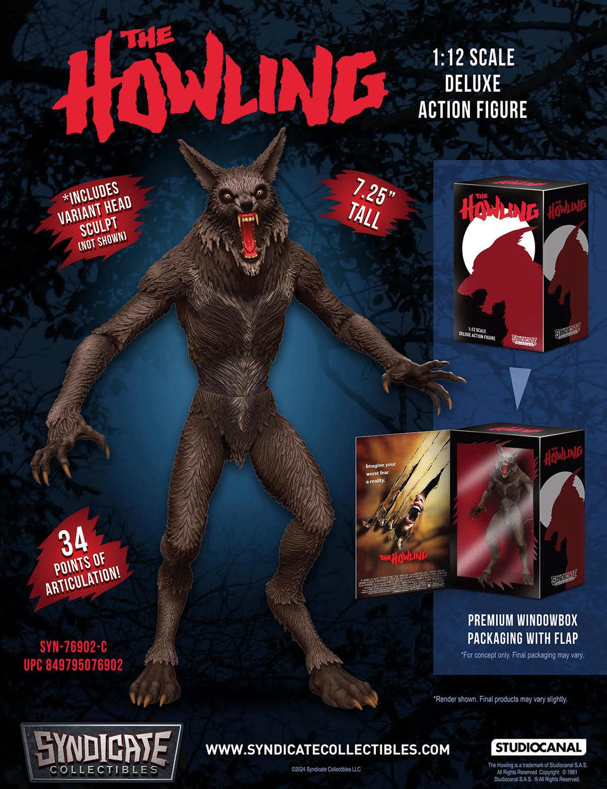 The Howling – Werewolf 1:12 Scale Deluxe Action Figure Action Figure - Tophatter Daily Deals