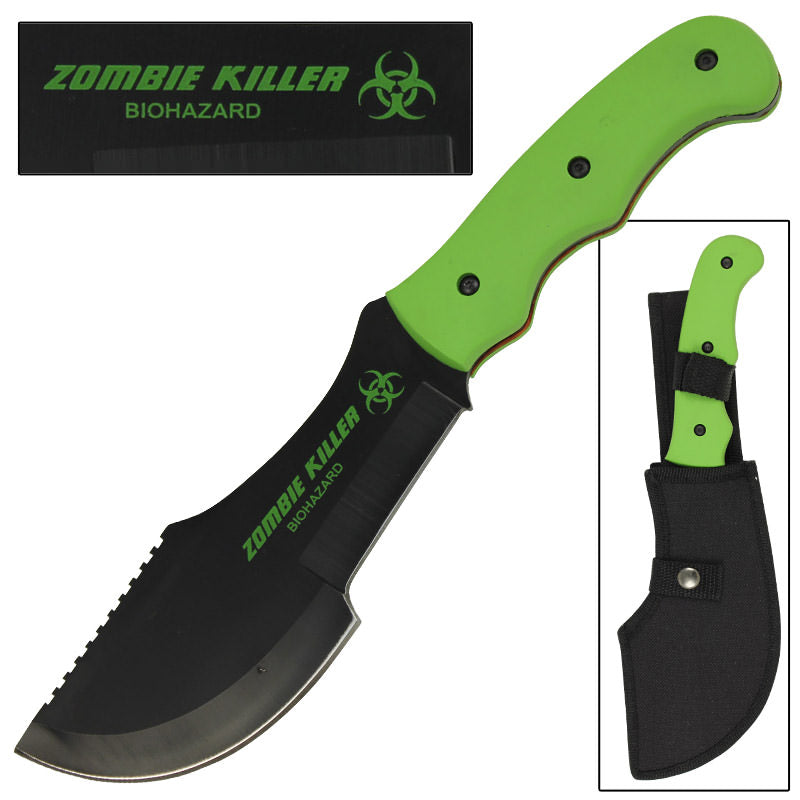 ZOMBIE KILLER Knife Tracker Green Handle Black Blade Bio Hazard Collectible Weapons - Tophatter Daily Deals