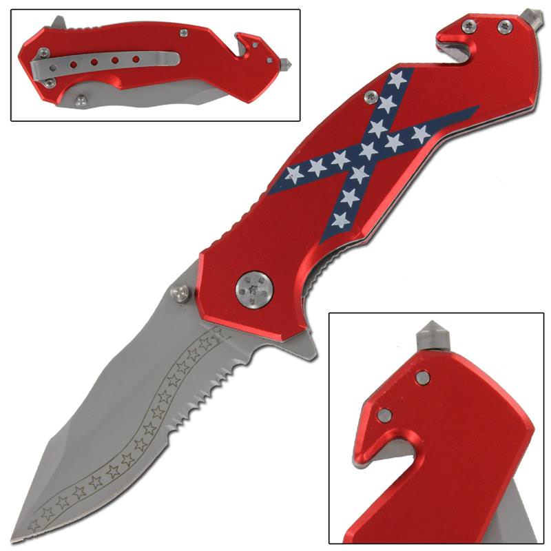 The South Will Rise Again Tactical Assisted Opening Knife - TOPHATTER'S ARMORY DEALS Collectible Weapons - Tophatter Daily Deals