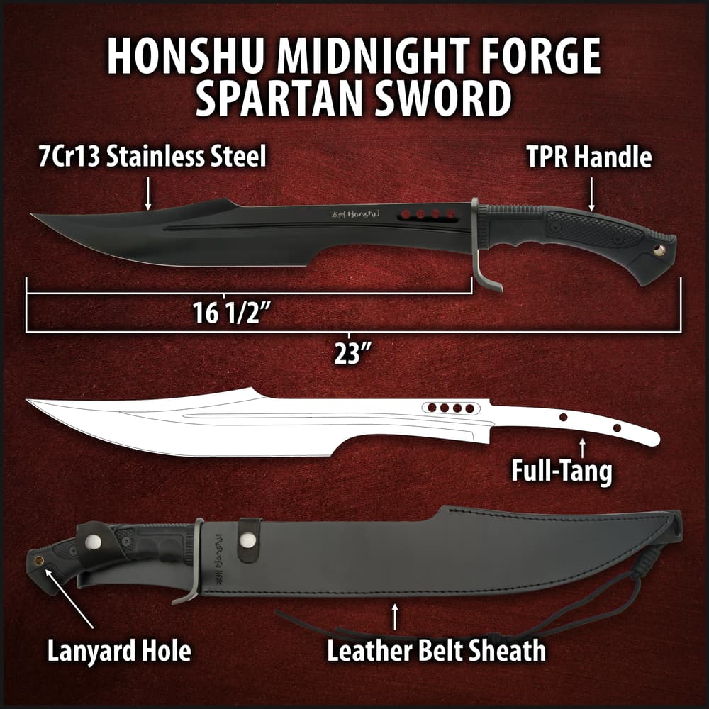 Honshu Midnight Forge Spartan Sword - Tophatter Daily Deals