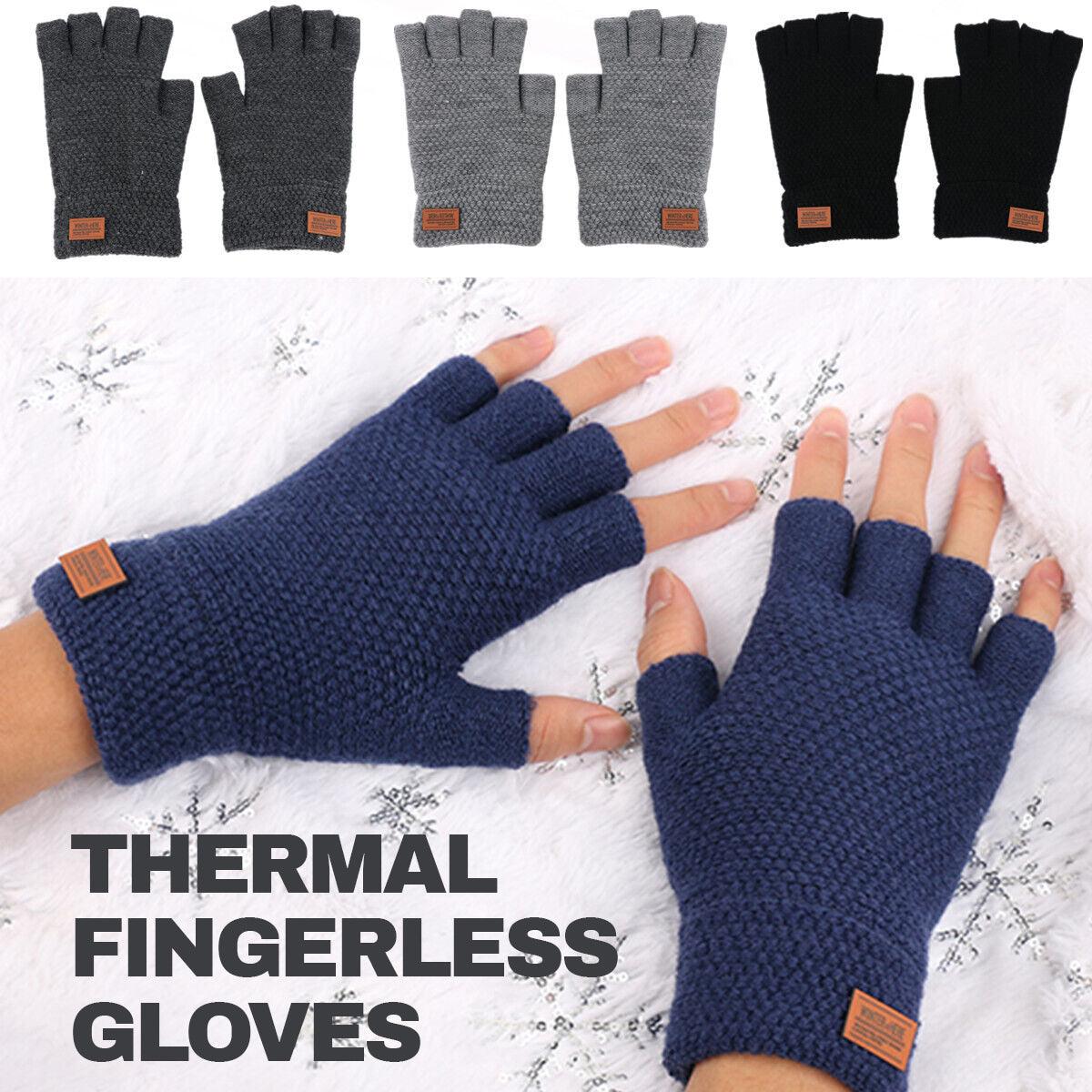 Gloves Without Fingertips - Thermal Fingerless Gloves Mens Womens Knitted Warm Winter Half Finger Mittens Gloves - Tophatter Daily Deals