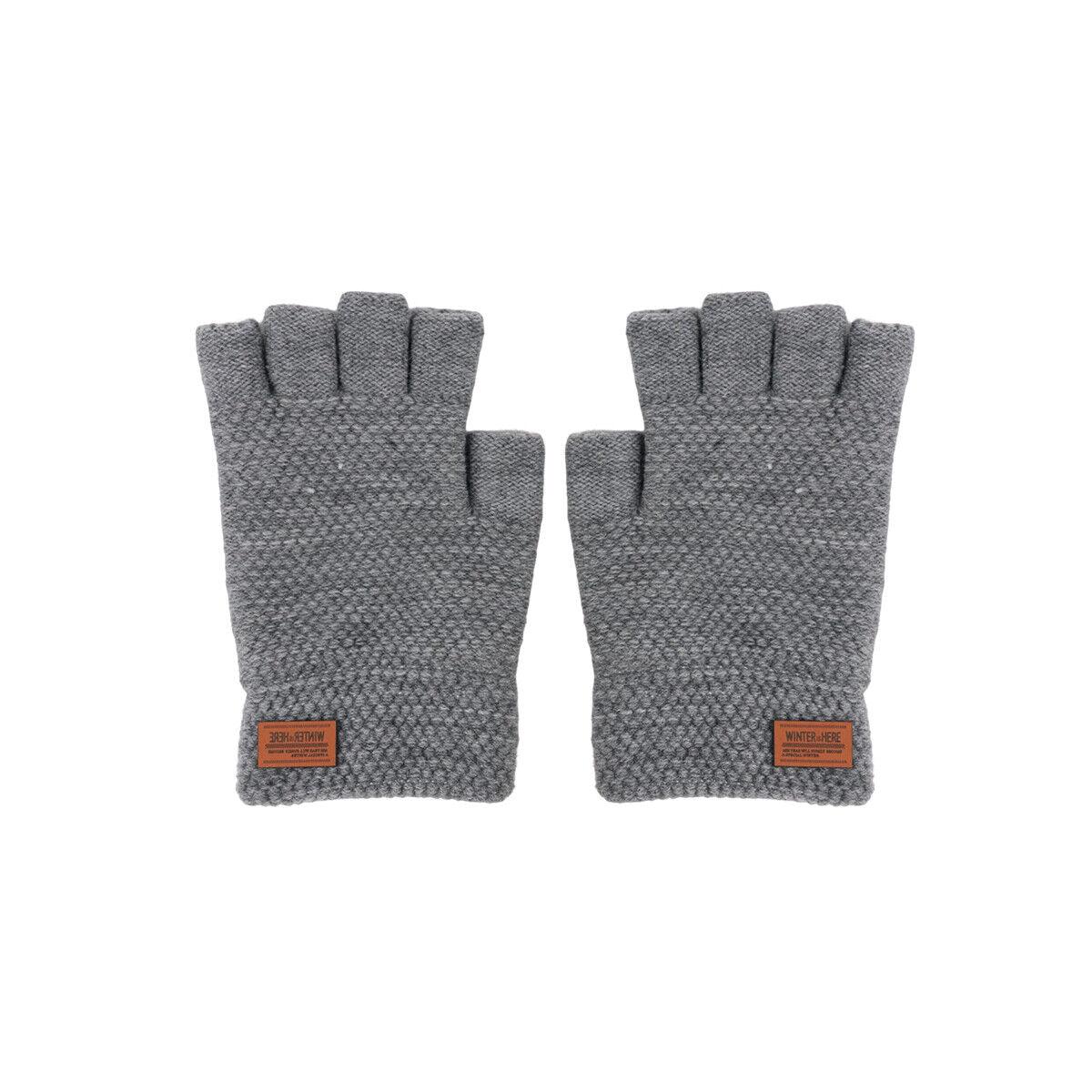 Gloves Without Fingertips - Thermal Fingerless Gloves Mens Womens Knitted Warm Winter Half Finger Mittens Grey Gloves - Tophatter Daily Deals