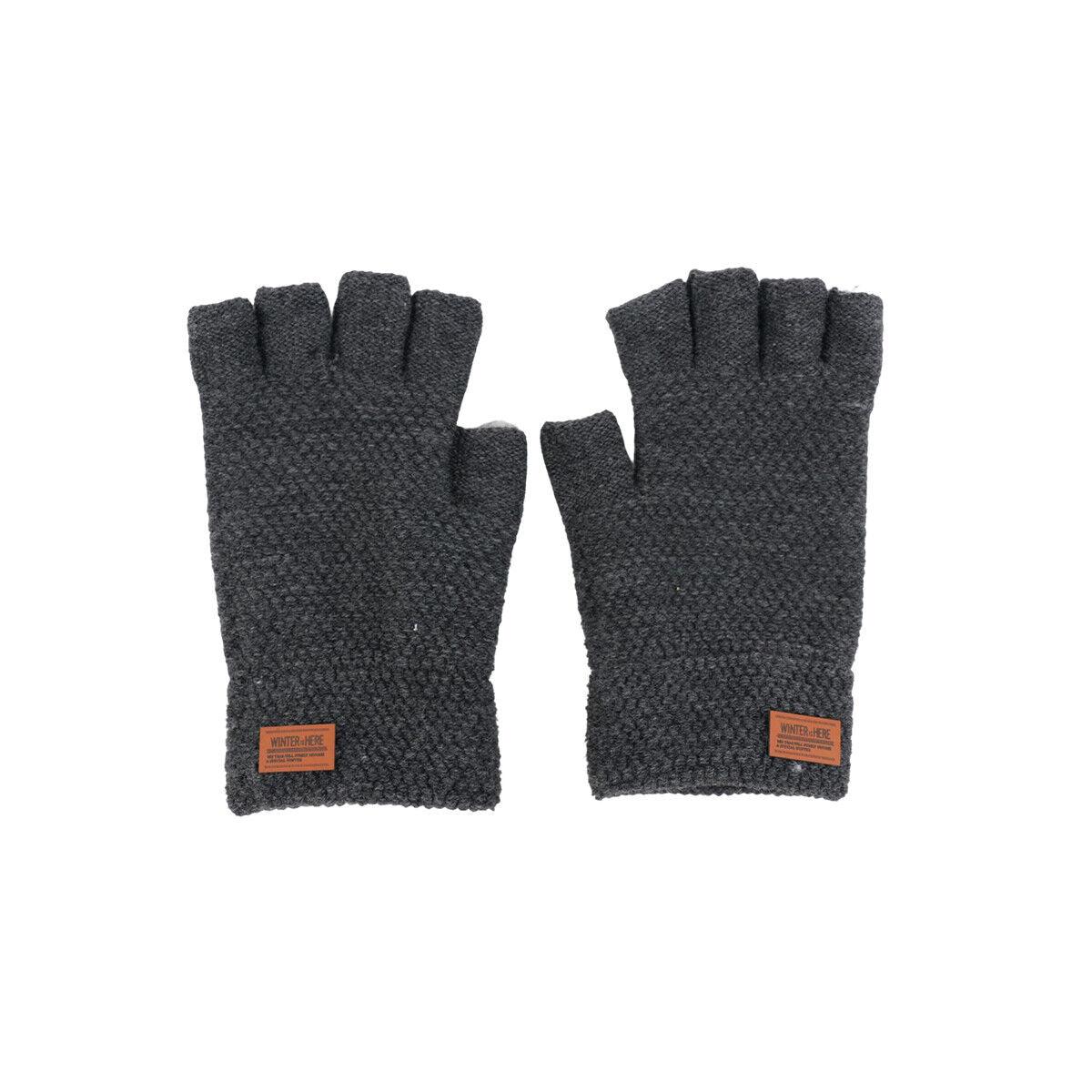 Gloves Without Fingertips - Thermal Fingerless Gloves Mens Womens Knitted Warm Winter Half Finger Mittens Gray Gloves - Tophatter Daily Deals