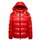 Insulated Men's Puffer Jacket – Detachable Hood, Glossy Shell Red - Tophatter Daily Deals