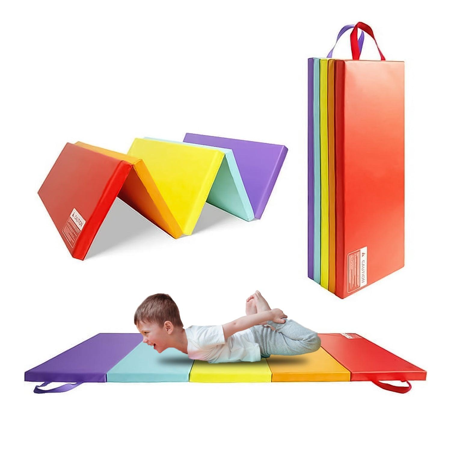 Thick Exercise Mat - 5-panel Folding Gymnastics Tumbling Mat With Carrying Handles Exercise & Fitness - Tophatter Daily Deals
